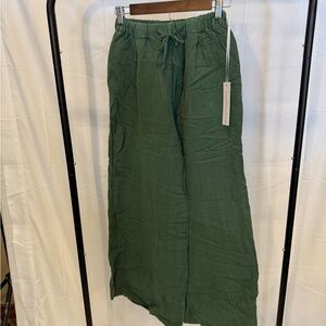 Young Fabulous & Broke Deep Green Drawstring Linen Pants